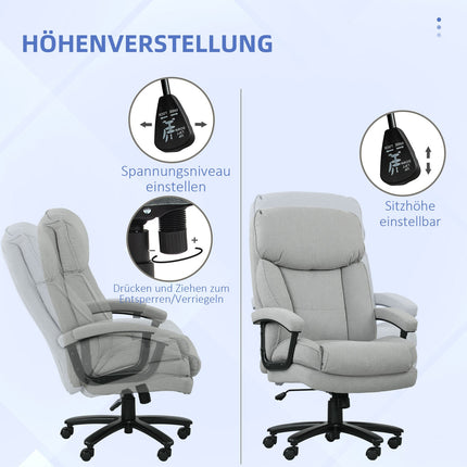High Back Office Chair, 200kg Capacity, Light Grey