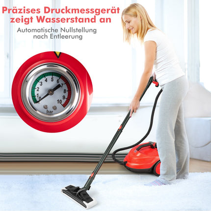 High-Pressure Steam Cleaner, 2000W, 15-Piece Set, Red