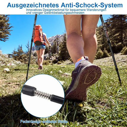 Wanderstöcke 2er Pack Verstellbare Walking Kletterstöcke 66-137 cm Schwarz