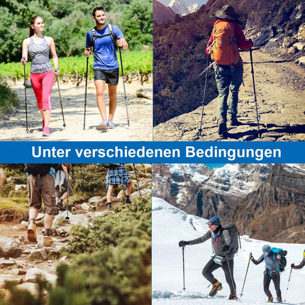 Wanderstöcke 2er Pack Verstellbare Walking Kletterstöcke 66-137 cm Schwarz