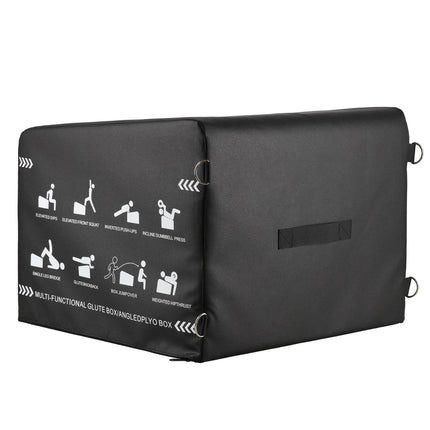 Hip Thrust Box 60 x 56 cm with Inclined Back Support, Height 40–45 cm, Black