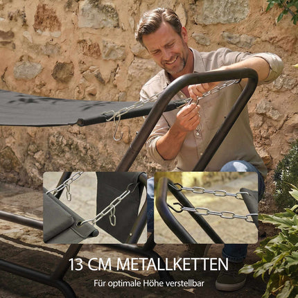 Hängematte Mit Gestell, Kopfstütze, Seitentasche, 150 kg