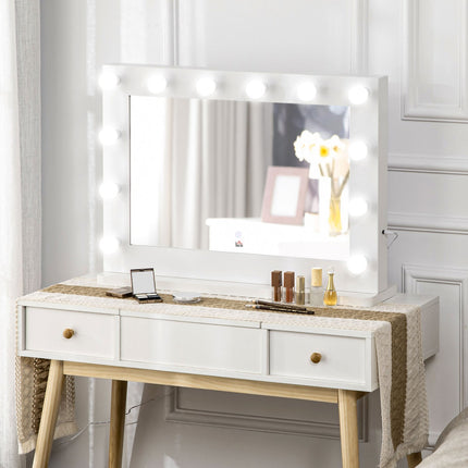 Hollywood-Spiegel, dimmbare LED-Beleuchtung, Touch-Schalter, 80x60 cm