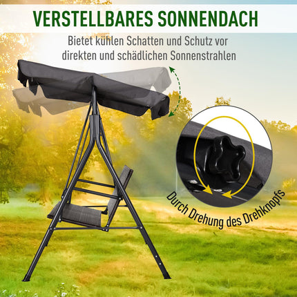 2-Sitzer Hollywoodschaukel – verstellbares Sonnendach, Rattanrahmen