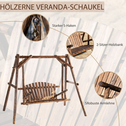 Gartenschaukelbank 2-Sitzer, Naturholz