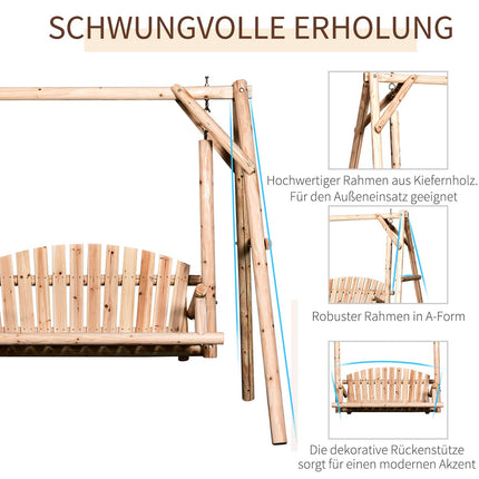 2-Sitzer Hollywoodschaukel aus Holz, 187 x 137 x 170 cm
