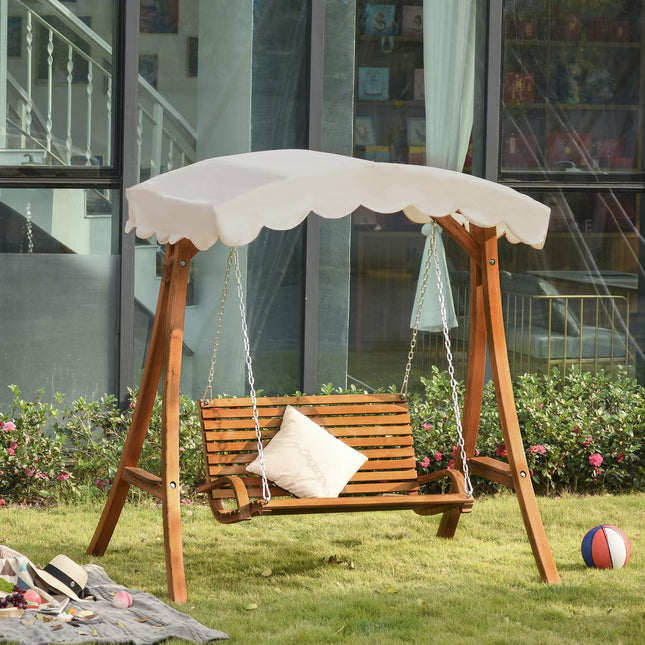 2-Sitzer-Gartenschaukel aus Lärchenholz mit Sonnendach