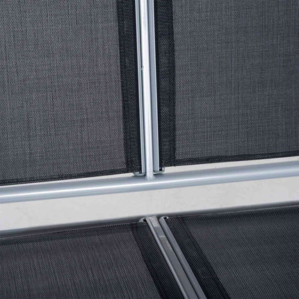 3-Sitzer Hollywoodschaukel mit Dach – Metallgestell, schwarz/silber