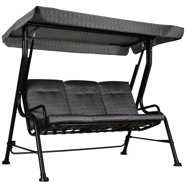 3-Sitzer Hollywoodschaukel mit verstellbarem Sonnendach, grau