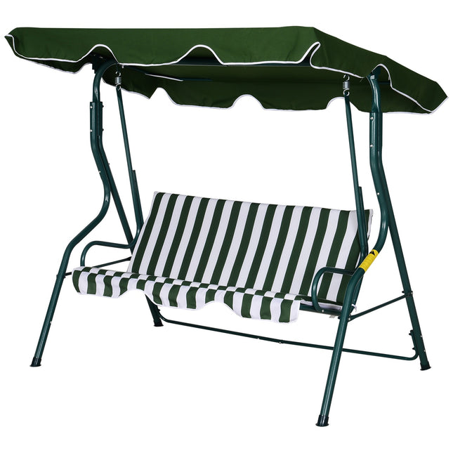 3-seat garden swing with adjustable canopy, green