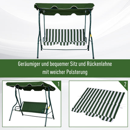3-Sitzer Hollywoodschaukel mit verstellbarem Sonnendach, grün