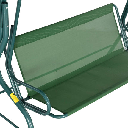 Balançoire Hollywood, balançoire de jardin 3 places, banc pivotant, pare-soleil réglable, structure en acier, vert 170 x 110 x 153 cm
