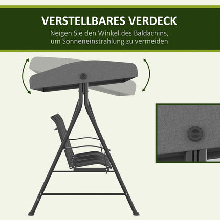 3-Sitzer Hollywoodschaukel, Metallgestell, verstellbares Dach