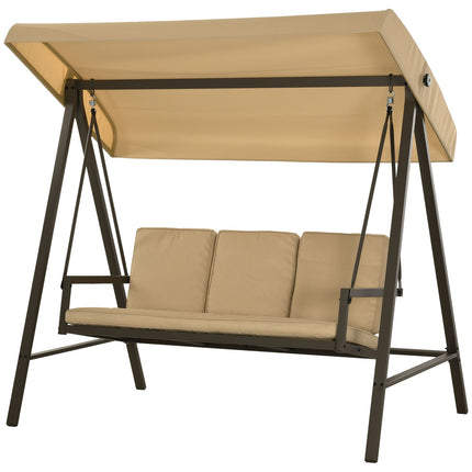 3-Sitzer Hollywoodschaukel, verstellbares Sonnendach, beige
