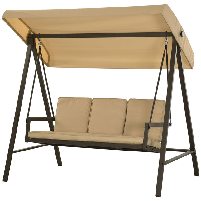 3-Sitzer Hollywoodschaukel, verstellbares Sonnendach, beige