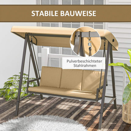 3-Sitzer Hollywoodschaukel, verstellbares Sonnendach, beige