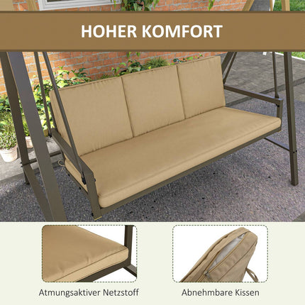 3-Sitzer Hollywoodschaukel, verstellbares Sonnendach, beige