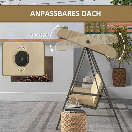 3-Sitzer Hollywoodschaukel, verstellbares Sonnendach, beige