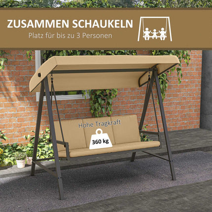 3-Sitzer Hollywoodschaukel, verstellbares Sonnendach, beige