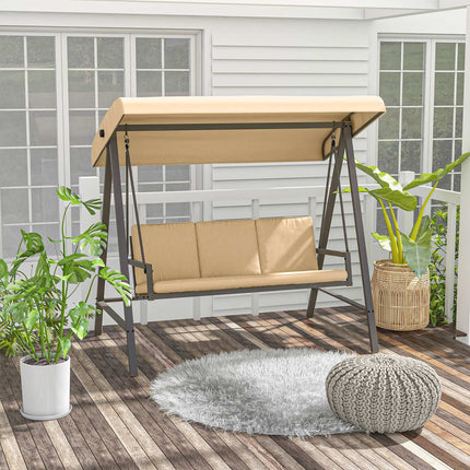 3-Sitzer Hollywoodschaukel, verstellbares Sonnendach, beige