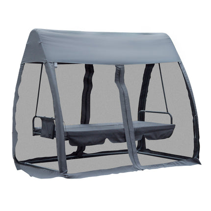 Hollywood Schommelbank Tuinligstoel 3-Zits Met Zijwanden Grijs 240X135X197Cm