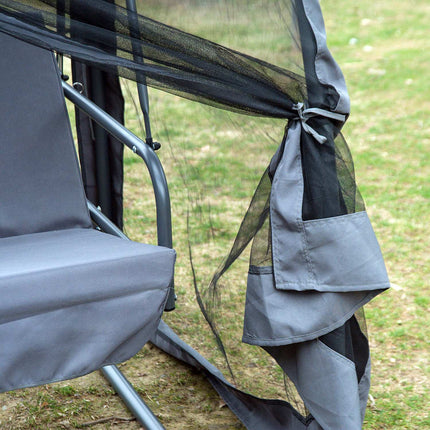 Hollywood Schommelbank Tuinligstoel 3-Zits Met Zijwanden Grijs 240X135X197Cm