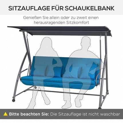 Blaue Hollywoodschaukel-Auflagen – 170 cm Sitz- und Rückenpolster
