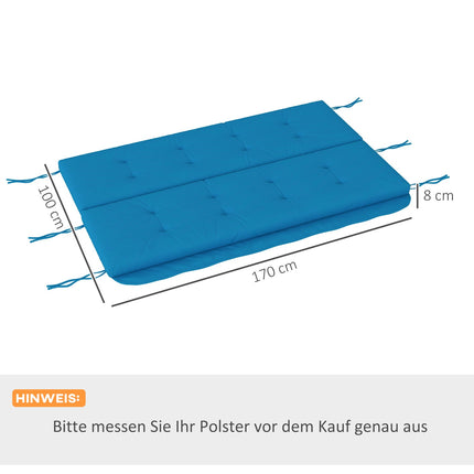 Blaue Hollywoodschaukel-Auflagen – 170 cm Sitz- und Rückenpolster