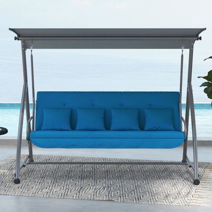 Blaue Hollywoodschaukel-Auflagen – 170 cm Sitz- und Rückenpolster