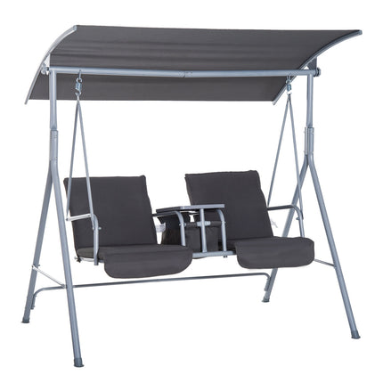 2-Sitzer Hollywoodschaukel mit Sonnenschutz, grau 175 x 112 x 165 cm