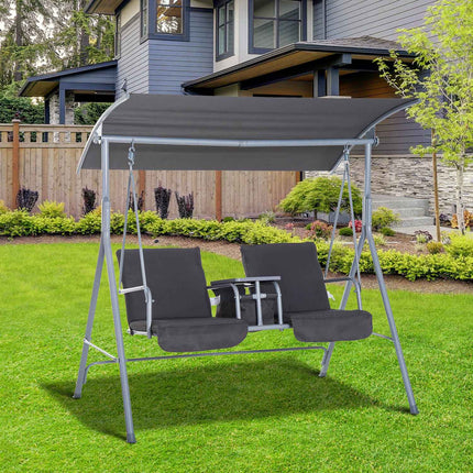 2-Sitzer Hollywoodschaukel mit Sonnenschutz, grau 175 x 112 x 165 cm