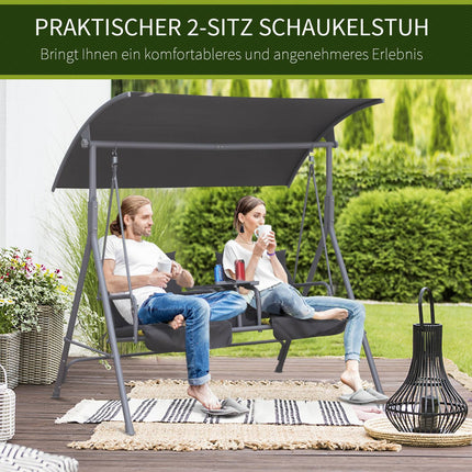 2-Sitzer Hollywoodschaukel mit Sonnenschutz, grau 175 x 112 x 165 cm