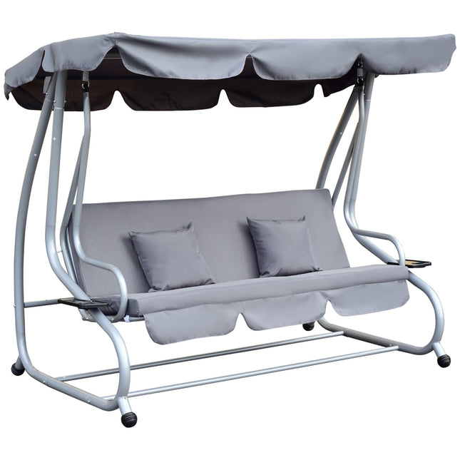 3-Sitzer Stahlschaukel, liegend, grau, 200x120x164 cm