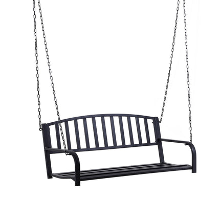 Schwarze 2-Sitzer Hollywoodschaukel aus Metall mit Ketten