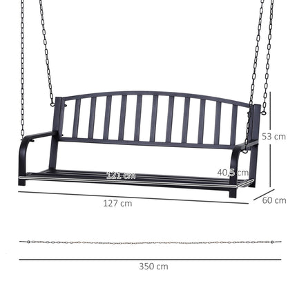Schwarze 2-Sitzer Hollywoodschaukel aus Metall mit Ketten