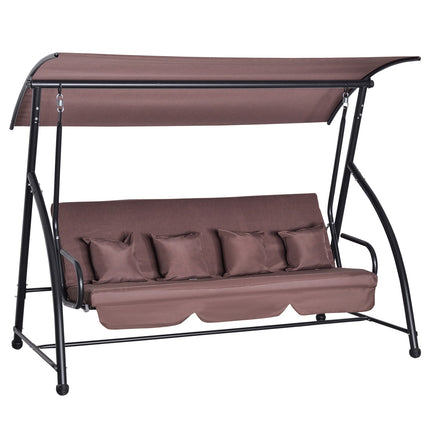 3-Sitzer Hollywoodschaukel mit verstellbarem Dach, braun