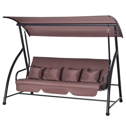 3-Sitzer Hollywoodschaukel mit verstellbarem Dach, braun