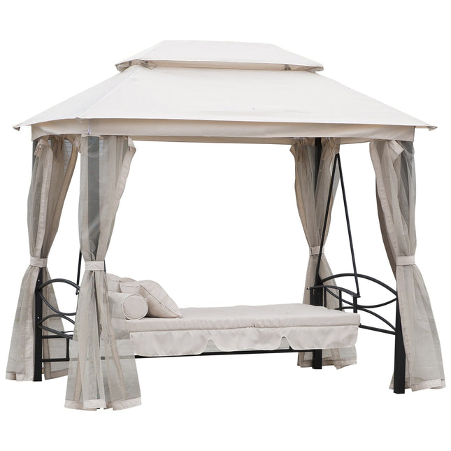 Beige 3-Sitzer Hollywoodschaukel mit Seitenwänden 256x172x248cm