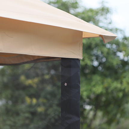3-Sitzer Garten Hollywoodschaukel beige mit Seitenwänden, 256x172x248 cm