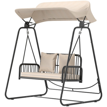 Gartenschaukel Rattan 2-Sitzer mit Überdachung - Khaki