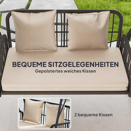 Gartenschaukel Rattan 2-Sitzer mit Überdachung - Khaki