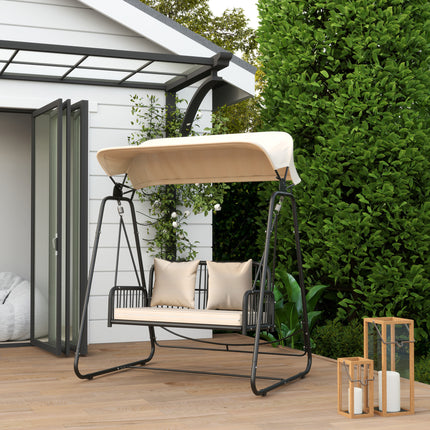 Gartenschaukel Rattan 2-Sitzer mit Überdachung - Khaki