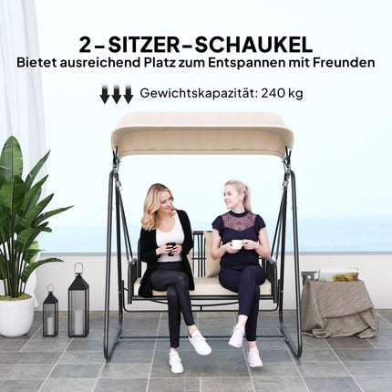 Gartenschaukel Rattan 2-Sitzer mit Überdachung - Khaki