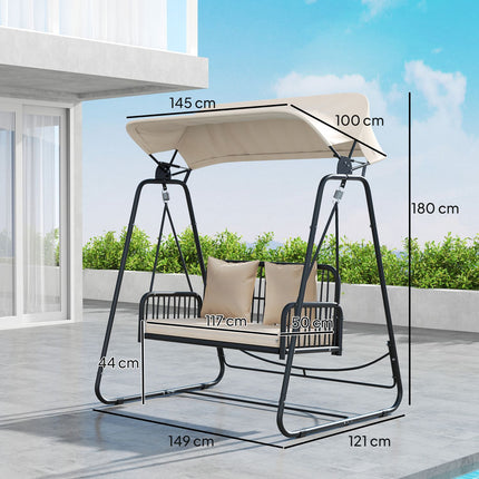 Gartenschaukel Rattan 2-Sitzer mit Überdachung - Khaki