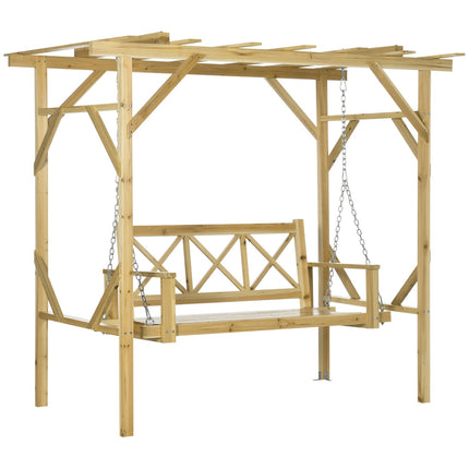 2-Sitzer wetterfeste Holzschaukel mit Pergola für den Garten