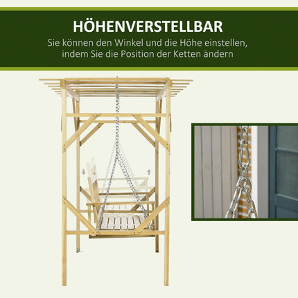 2-Sitzer wetterfeste Holzschaukel mit Pergola für den Garten