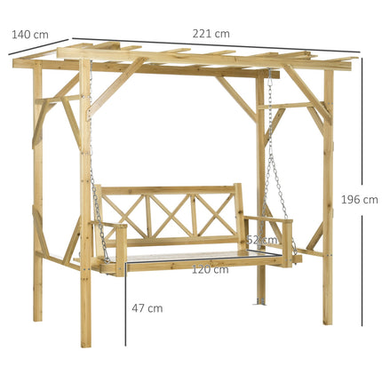 2-Sitzer wetterfeste Holzschaukel mit Pergola für den Garten