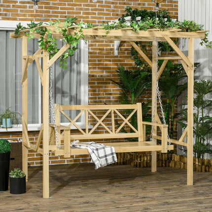 2-Sitzer wetterfeste Holzschaukel mit Pergola für den Garten