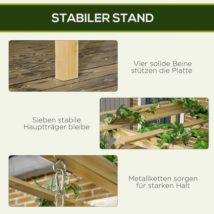2-Sitzer wetterfeste Holzschaukel mit Pergola für den Garten