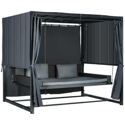 Wetterfestes Gartenbett mit Pergola und Kissen